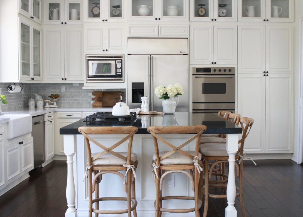 this kitchen remodel shows White Dove in a neutral light