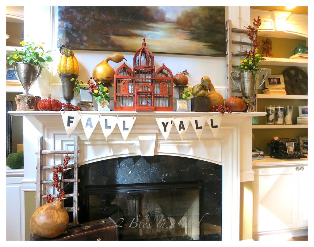 easy fall mantle decor