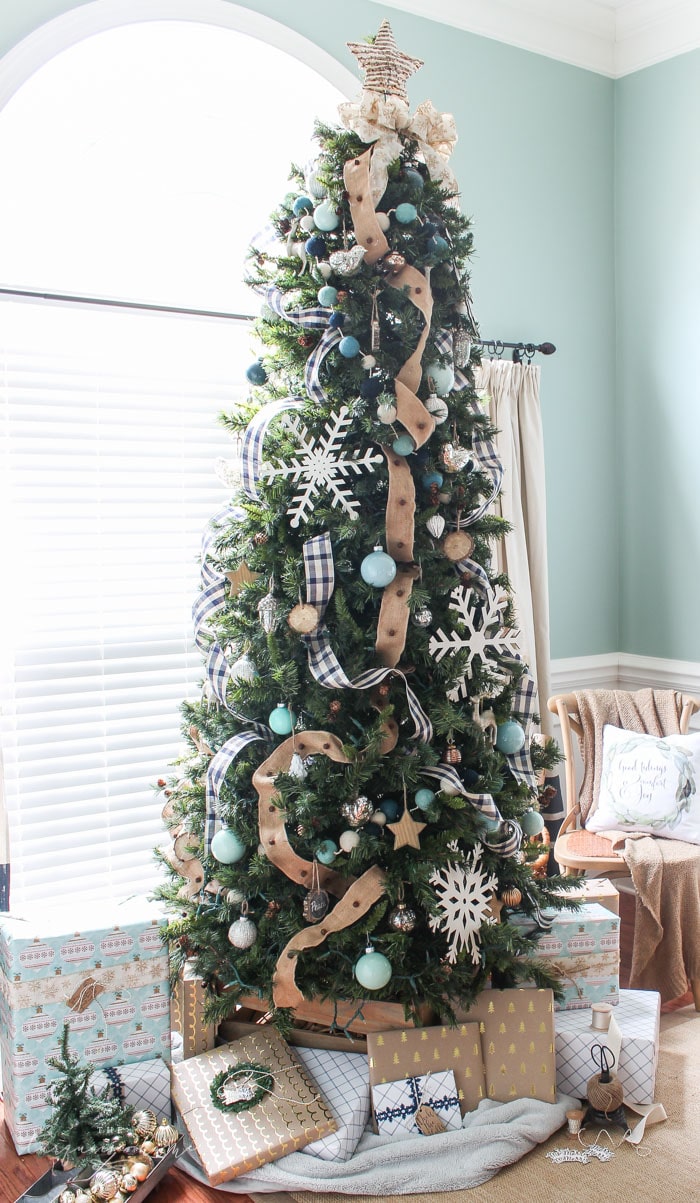 Navy & Turquoise Buffalo Check Christmas Tree