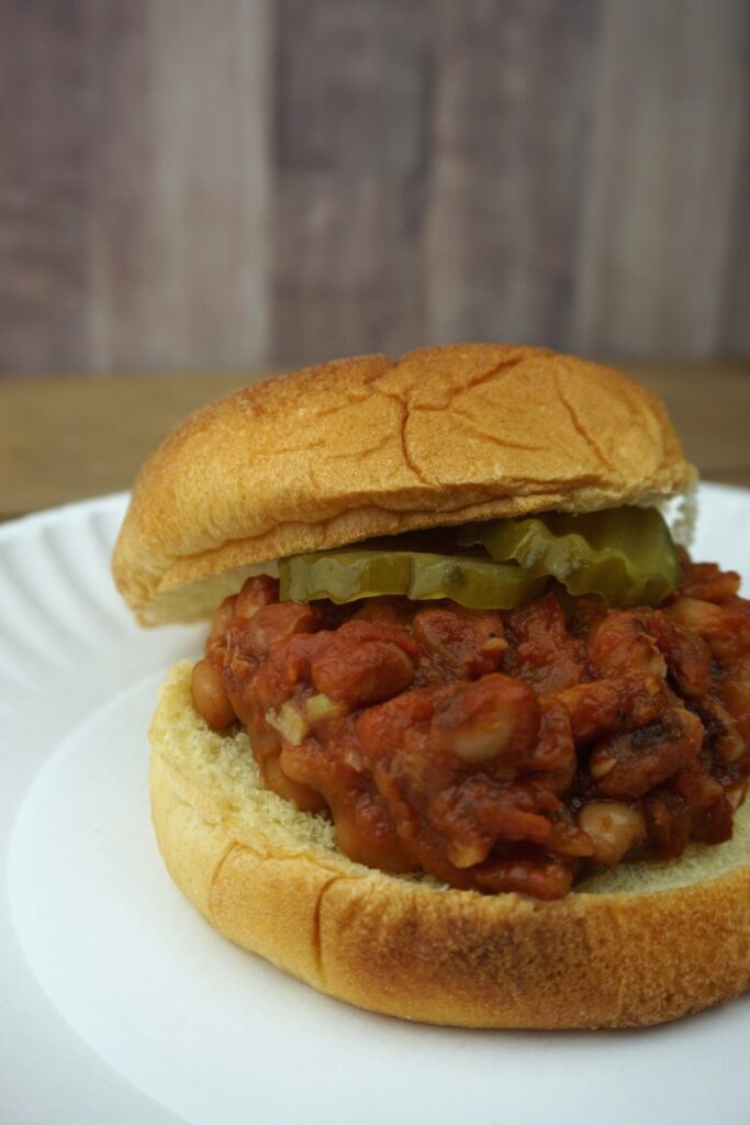 Instant Pot vegan sloppy joes on a bun