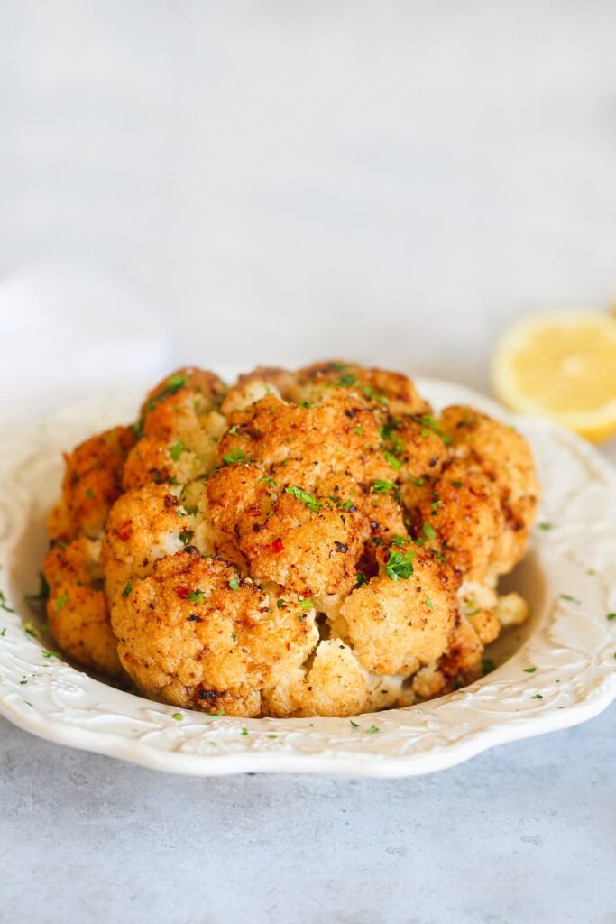 instant pot cauliflower topped with fresh herbs