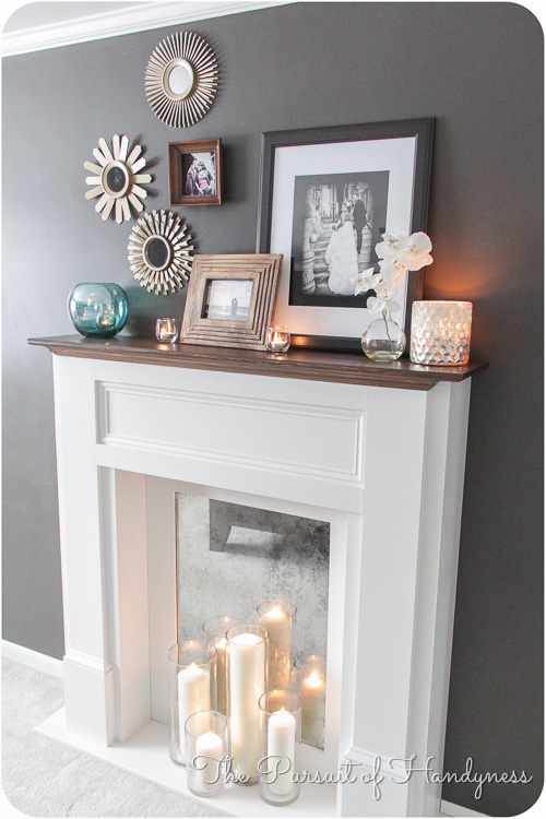 elegant DIY fireplace with candles