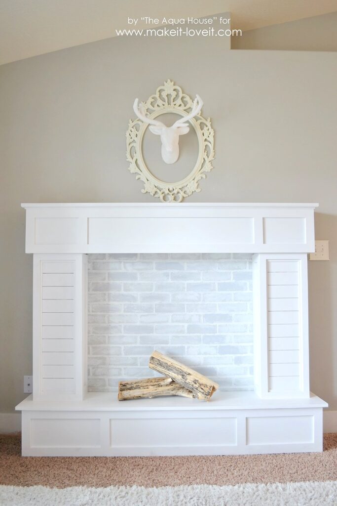 all white moveable faux fireplace