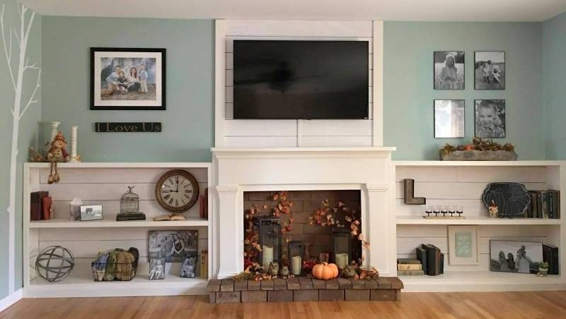 full wall DIY fireplace